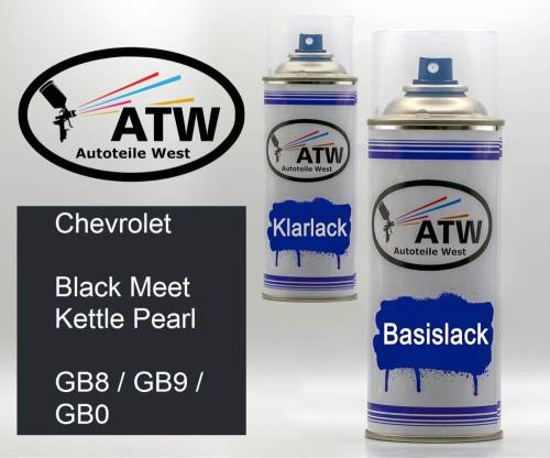 Chevrolet, Black Meet Kettle Pearl, GB8 / GB9 / GB0: 400ml Sprühdose + 400ml Klarlack - Set, von ATW Autoteile West.